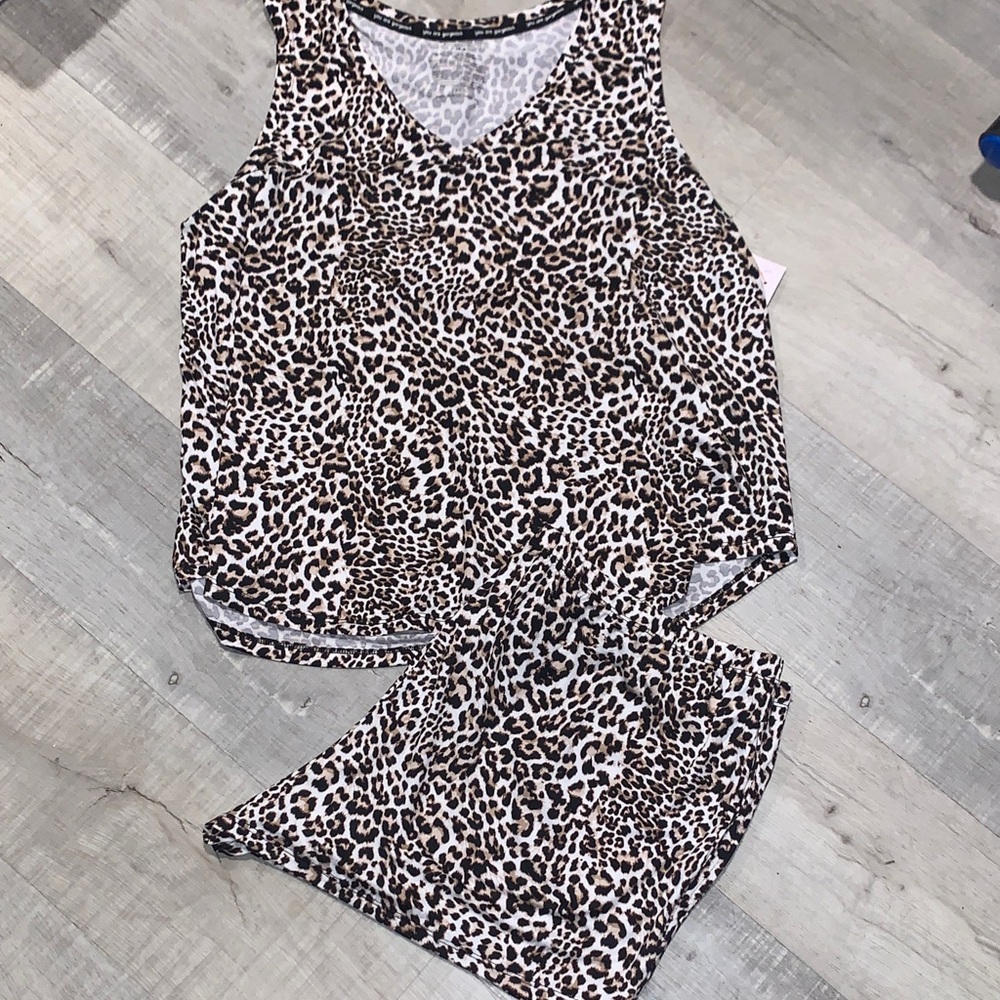 Leopard Print Sleeveless Top and Shorts Set